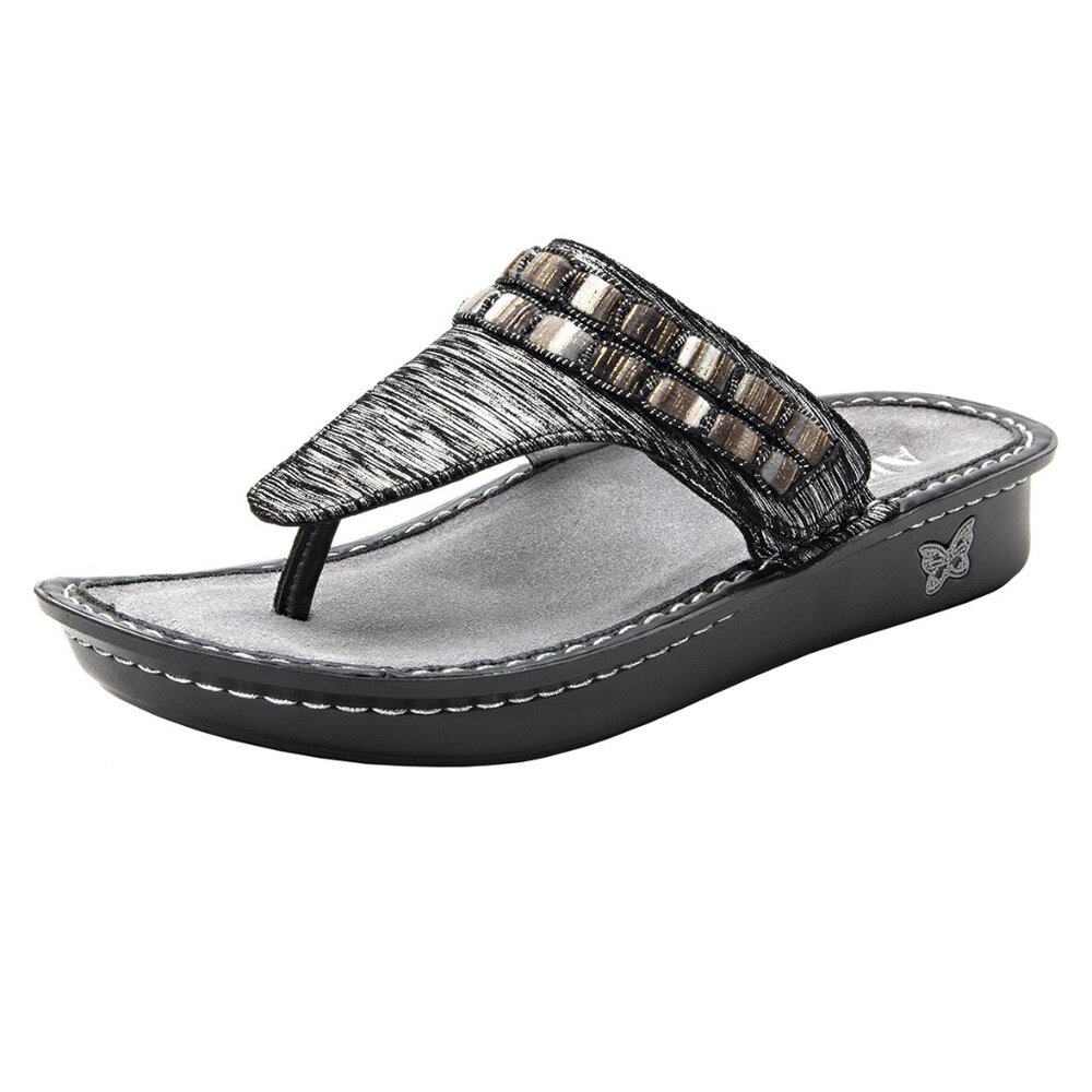 Alegria Vanessa Thong Sandal Soiree Silver Size 38 NWOB